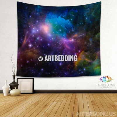 Galaxy Tapestry, Multicolor 3D Cosmos series nebula with stars wall tapestry, Galaxy tapestry wall hanging, Stars galaxy wall tapestries, Galaxy home decor, Space wall art print, Space wall hanging, Space multicolor nebula galaxy wall art