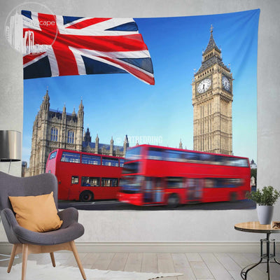 London landmarks wall tapestry, London landmarks wall tapestry, London collage wall decor, London view wall interior