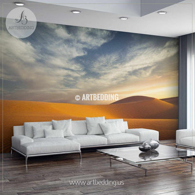 Lonely sand dunes under dramatic evening sunset sky Self Adhesive Peel & Stick, Nature wall mural wall mural