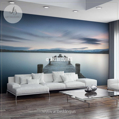 Low Wood jetty at dusk Wall Mural, Self Adhesive Peel & Stick wall mural wall mural