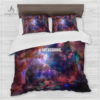 Nebula, galaxy and stars bedding, Abstract space Bedding set, Galaxy print Duvet Cover, 3D galaxy bedding Bedding set