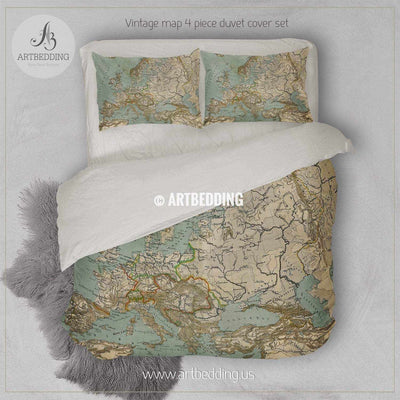 Old Map of Europe 1867 bedding, Vintage old map duvet cover, Antique map queen / king / full Bedding Set, Vintage map Duvet cover set Bedding set