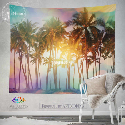Palm trees wall tapestry, Tropical beach wall tapestry, Serenity beach wall decor, Palm trees wall hanging, bohemian wall tapestry
