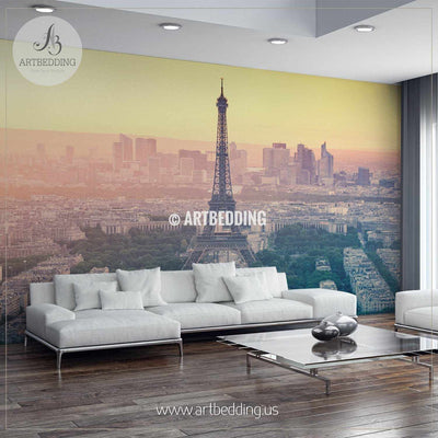 Paris city skyline at sunset with the Eiffel Tower Wall Mural, Photo Mural, wall décor wall mural