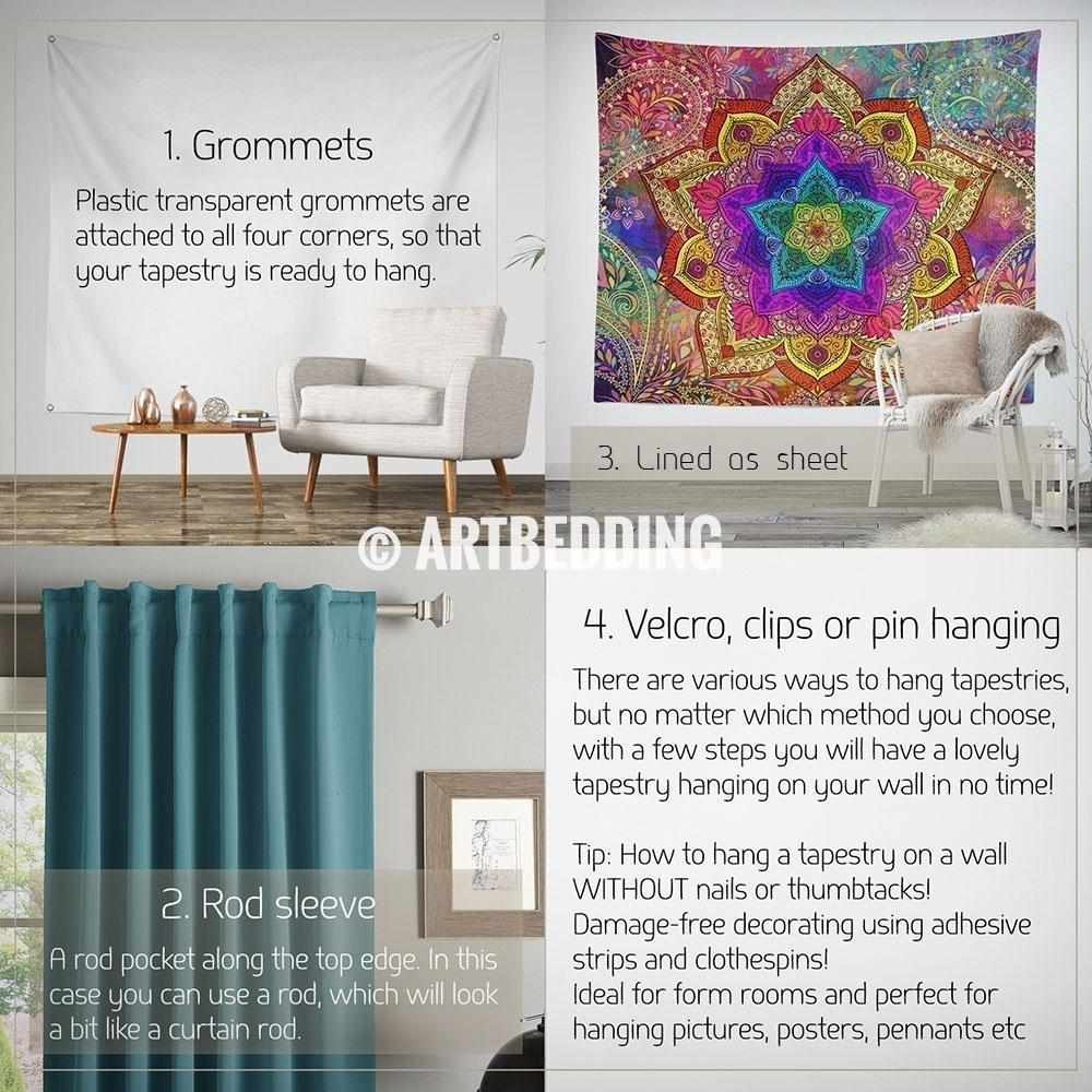 Rainbow chakra Mandala wall tapestry, Rainbow Mandala wall hanging