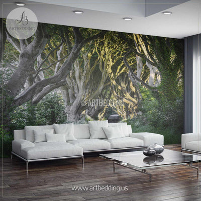 Route through Forest Wall Mural, Self Adhesive Peel & Stick Photo Mural, Nature photo mural home decor wall mural