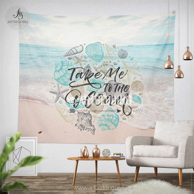 Tropical beach wall tapestry, Tropical beach summer wall tapestry, Serene beach wall decor,  Summer quote wall hanging, bohemian wall tapestry, boho chic decor Tapestry