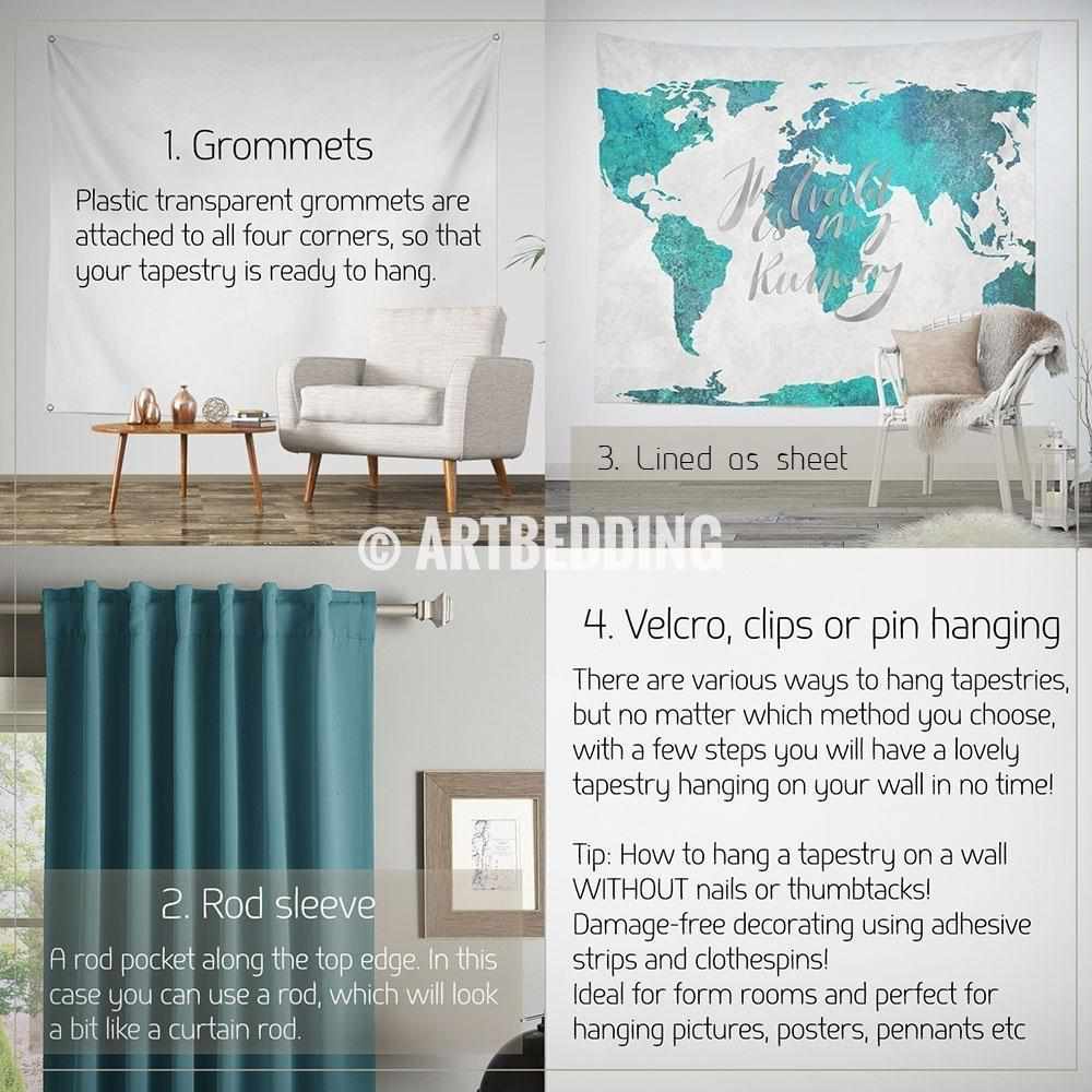 Decor Best Way To Hang A Tapestry Best Way To Hang Wall Tapestry