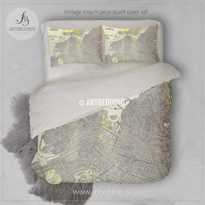 Vintage 1891 map of Brooklyn bedding, Vintage old map duvet cover, Antique map queen / king / full Bedding Set, Vintage map Duvet cover set Bedding set